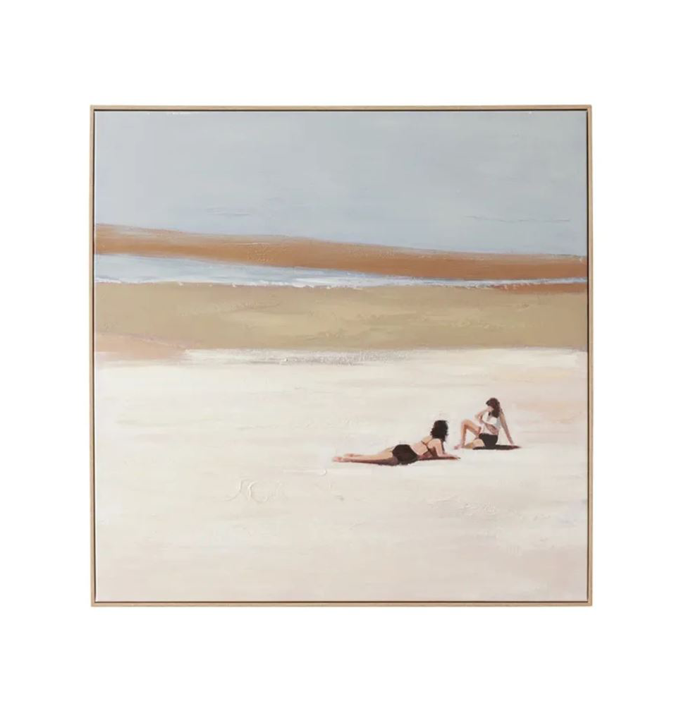 By-The-Beach Ash Frame Oil Painting 80x80cm