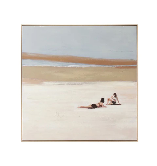 By-The-Beach Ash Frame Oil Painting 80x80cm