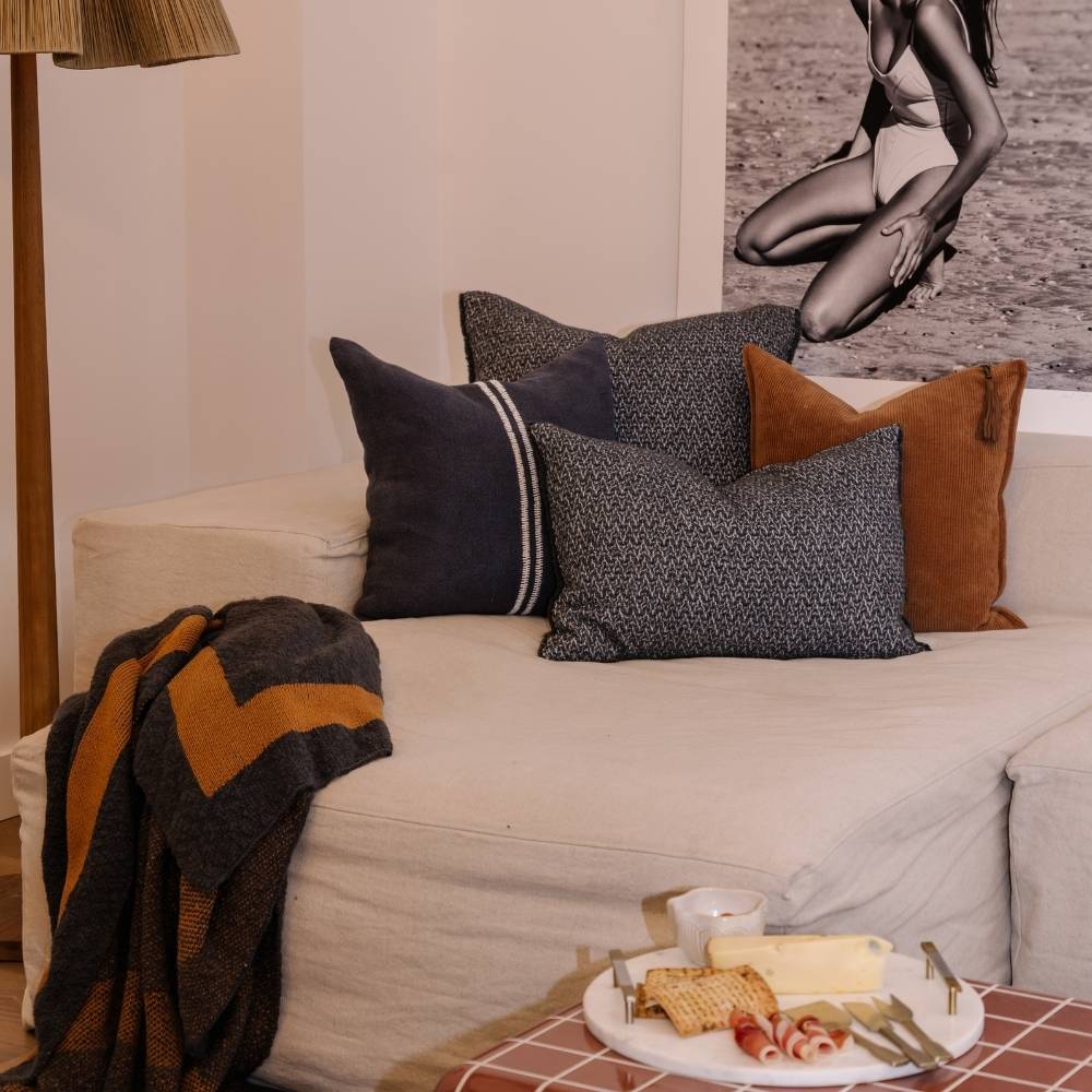 Midnight with Mustard Border Throw