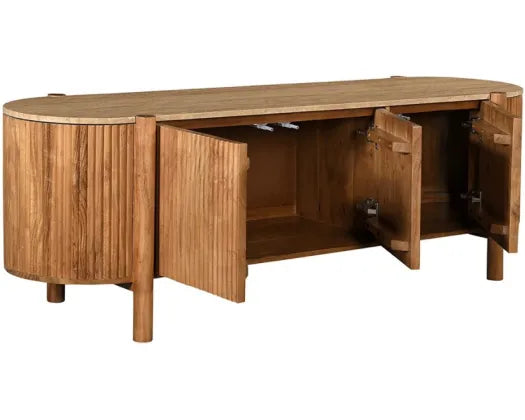 170CM WEISS 4DOOR MEDIA UNIT W STONE TOP - NATURAL