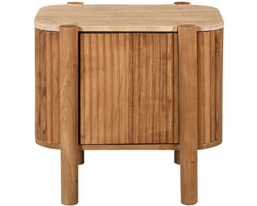 53X50CM WEISS BEDSIDE W STONE TOP - NATURAL