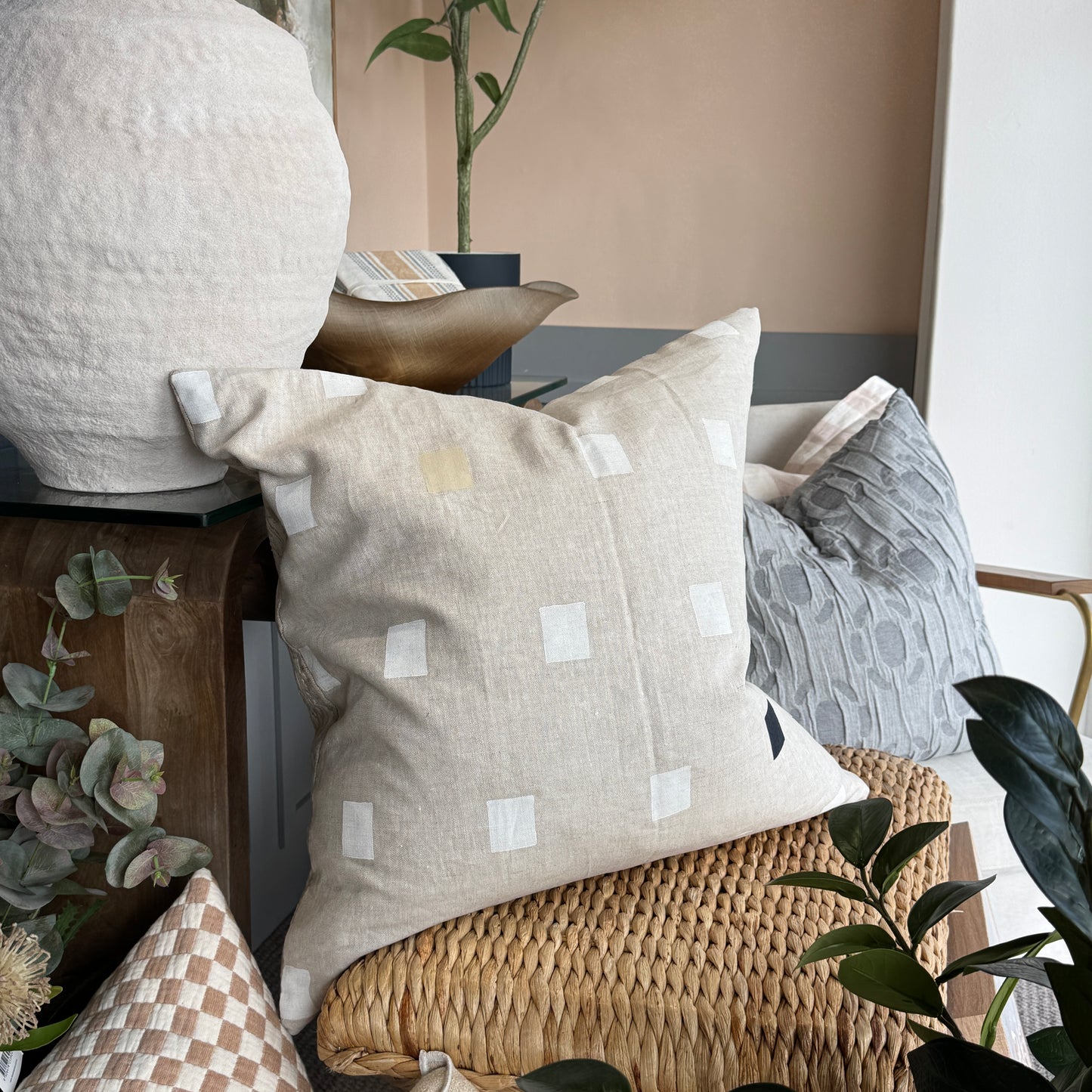 Tribal Reversible Cushion - Sand/Ivory