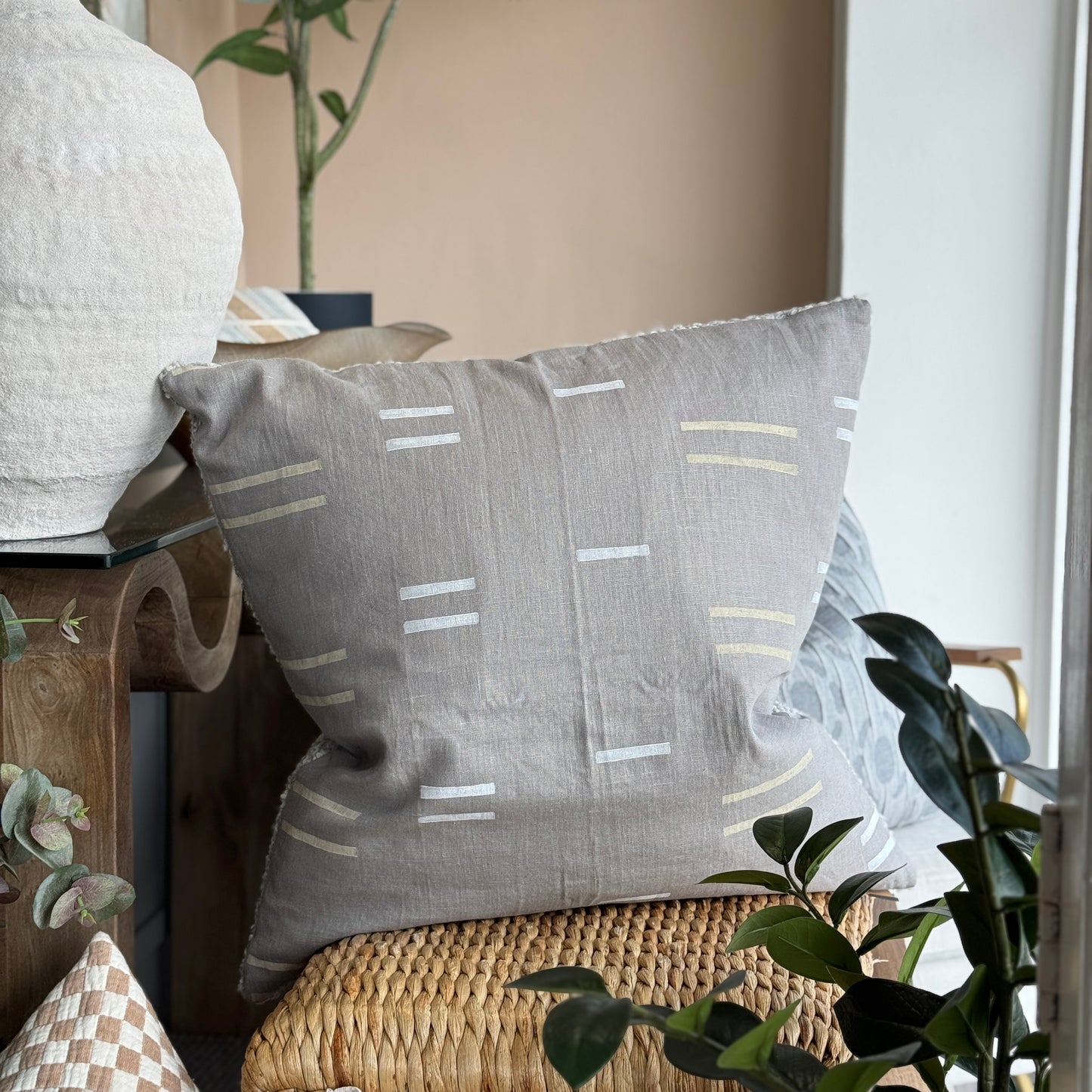Boucle Reversible Cushion - Ice Blue/Grey