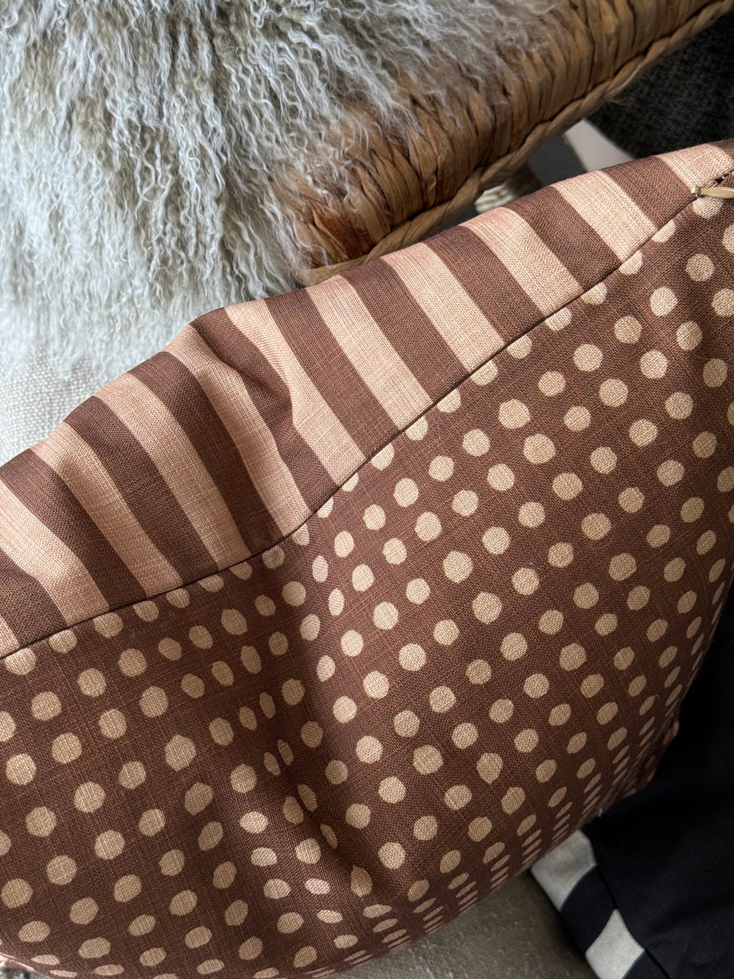 Two-Toned Cocoa Geometrical Cushion