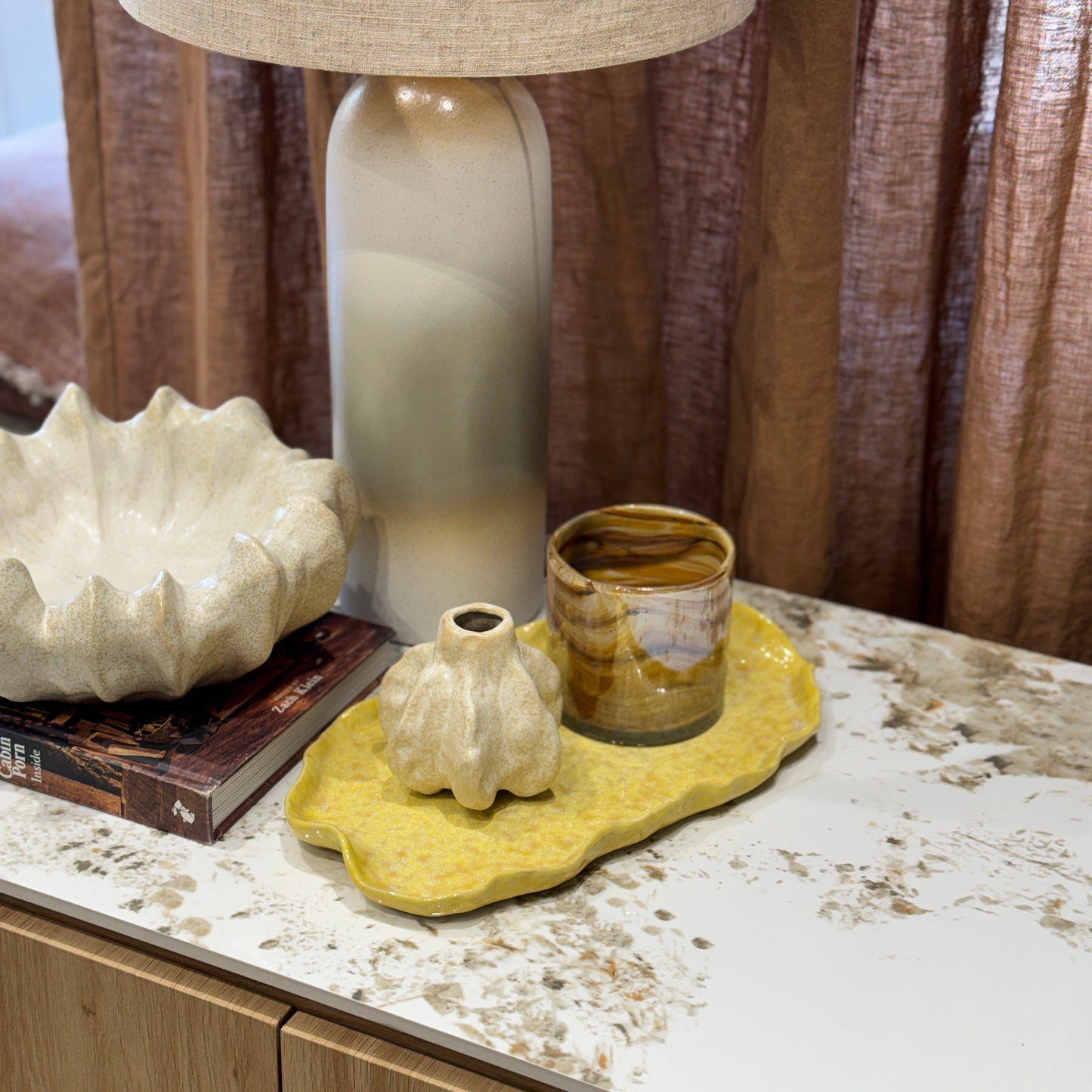 Marisol Ceramic Platter 20x33.5cm Yellow