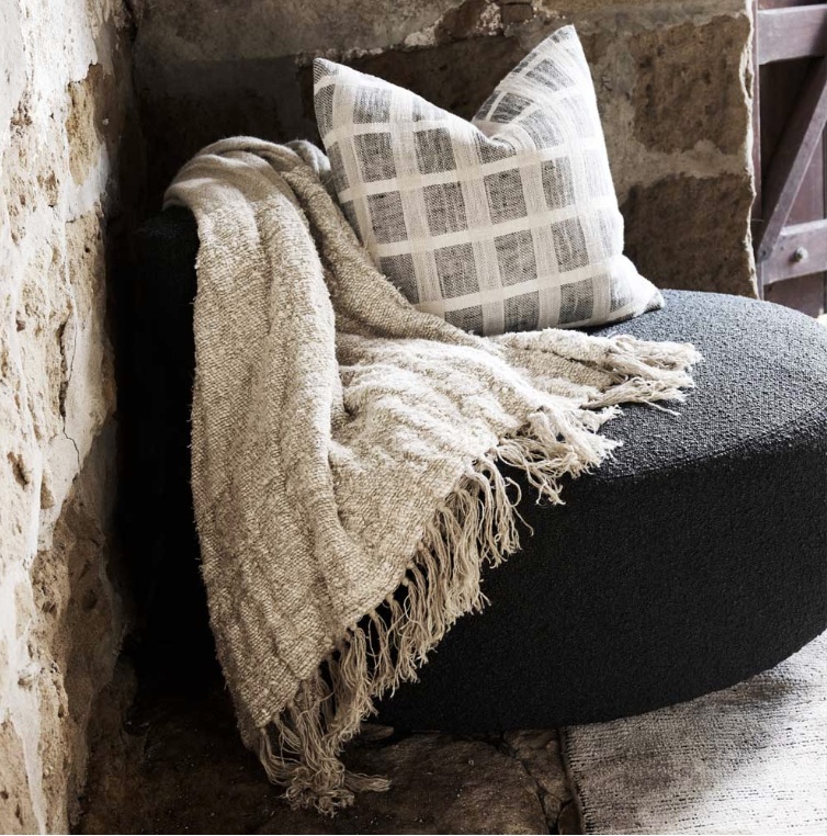 Grey Stripe Linen Cushion