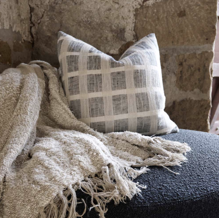 Grey Stripe Linen Cushion