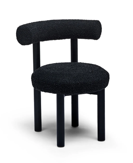 Curved Padded Boucle Dining Chair - Set of 2