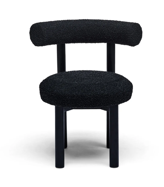 Curved Padded Boucle Dining Chair - Set of 2