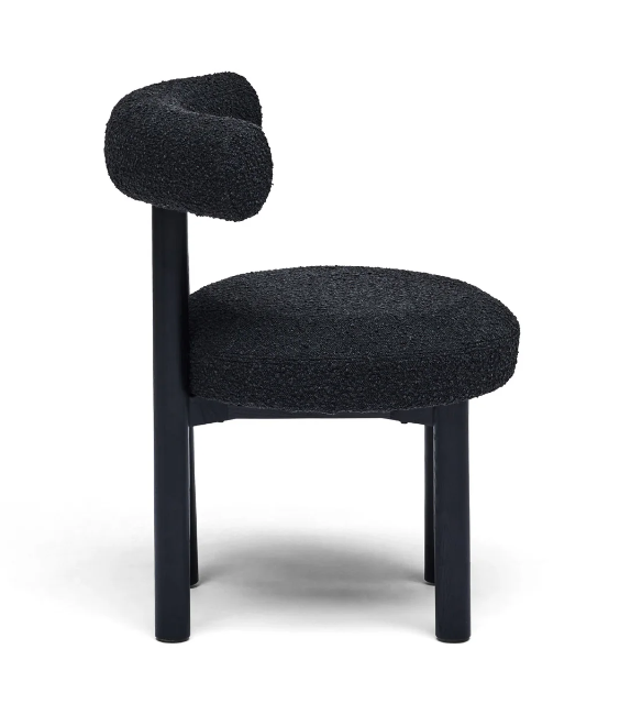 Curved Padded Boucle Dining Chair - Set of 2