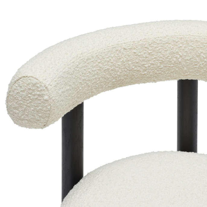 Curved Padded Boucle Dining Chair - Set of 2