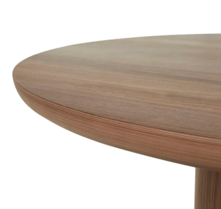 Walnut Round Tri-Pillar Dining Table