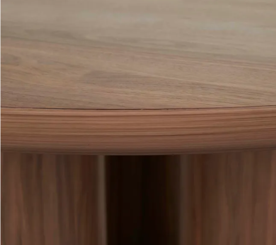 Walnut Round Tri-Pillar Dining Table