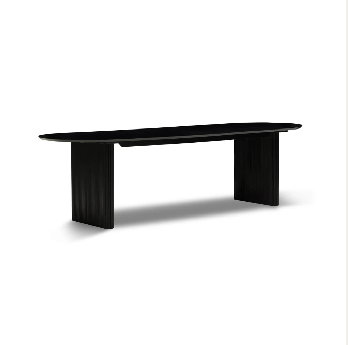 Oval Ripple Base Dining Table - Black
