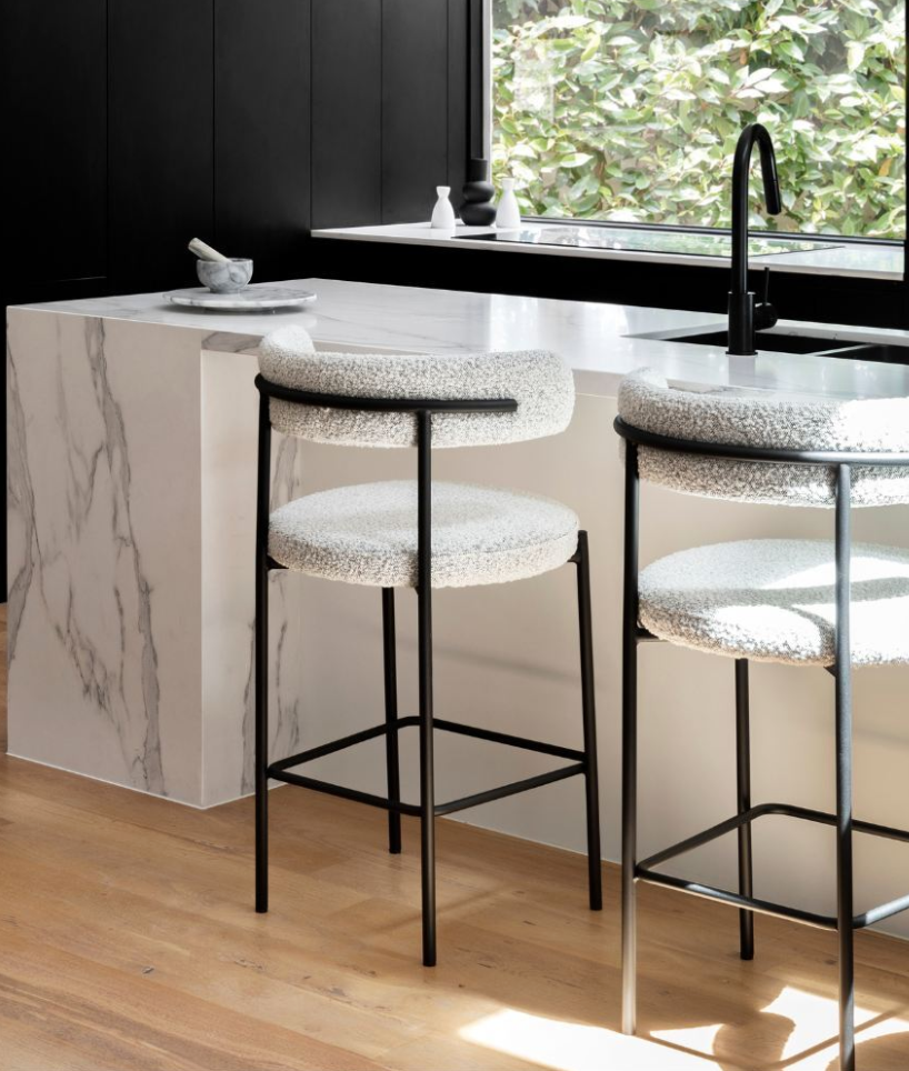 Vegan Leather Curved Back Bar Stool