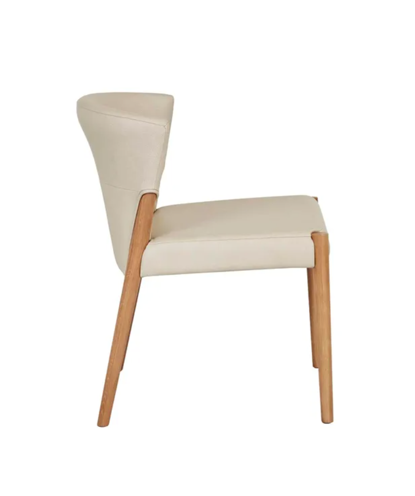 Upholstered Wingback with Oak Dining Chair