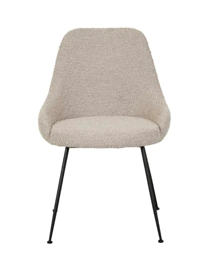 Upholstered Boucle Dining Chair with Sleek Metal Legs