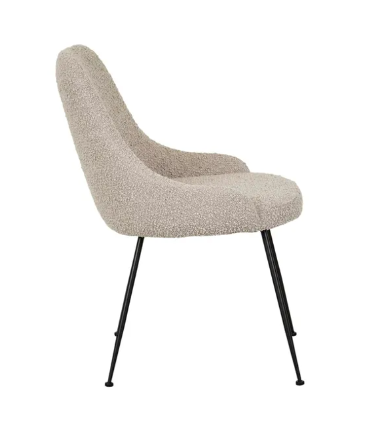 Upholstered Boucle Dining Chair with Sleek Metal Legs