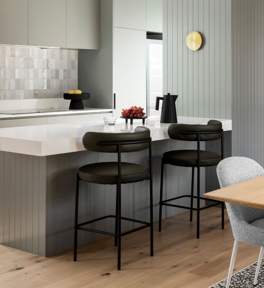Vegan Leather Curved Back Bar Stool