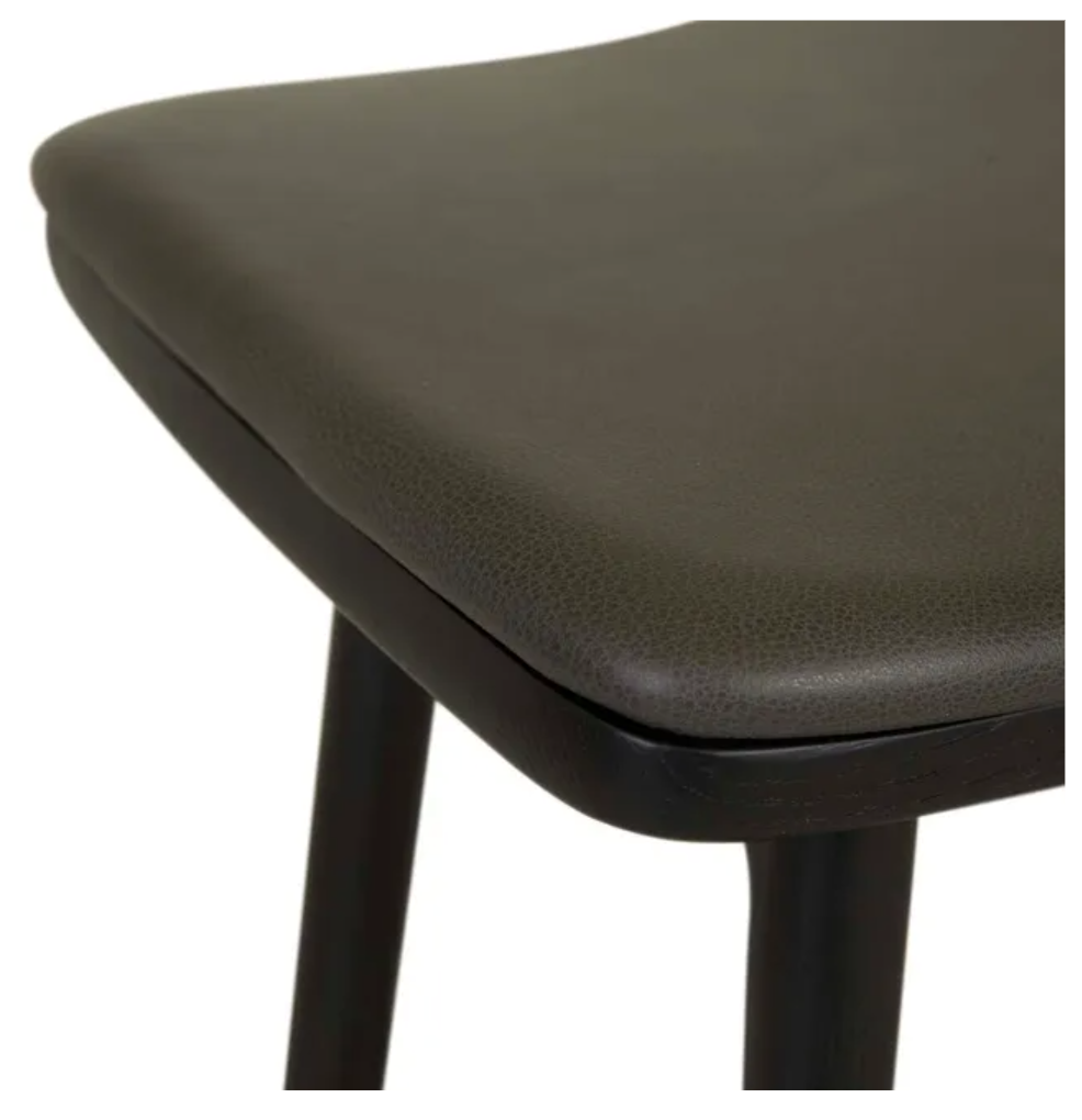 Upholstered Leather Oak Backless Barstool
