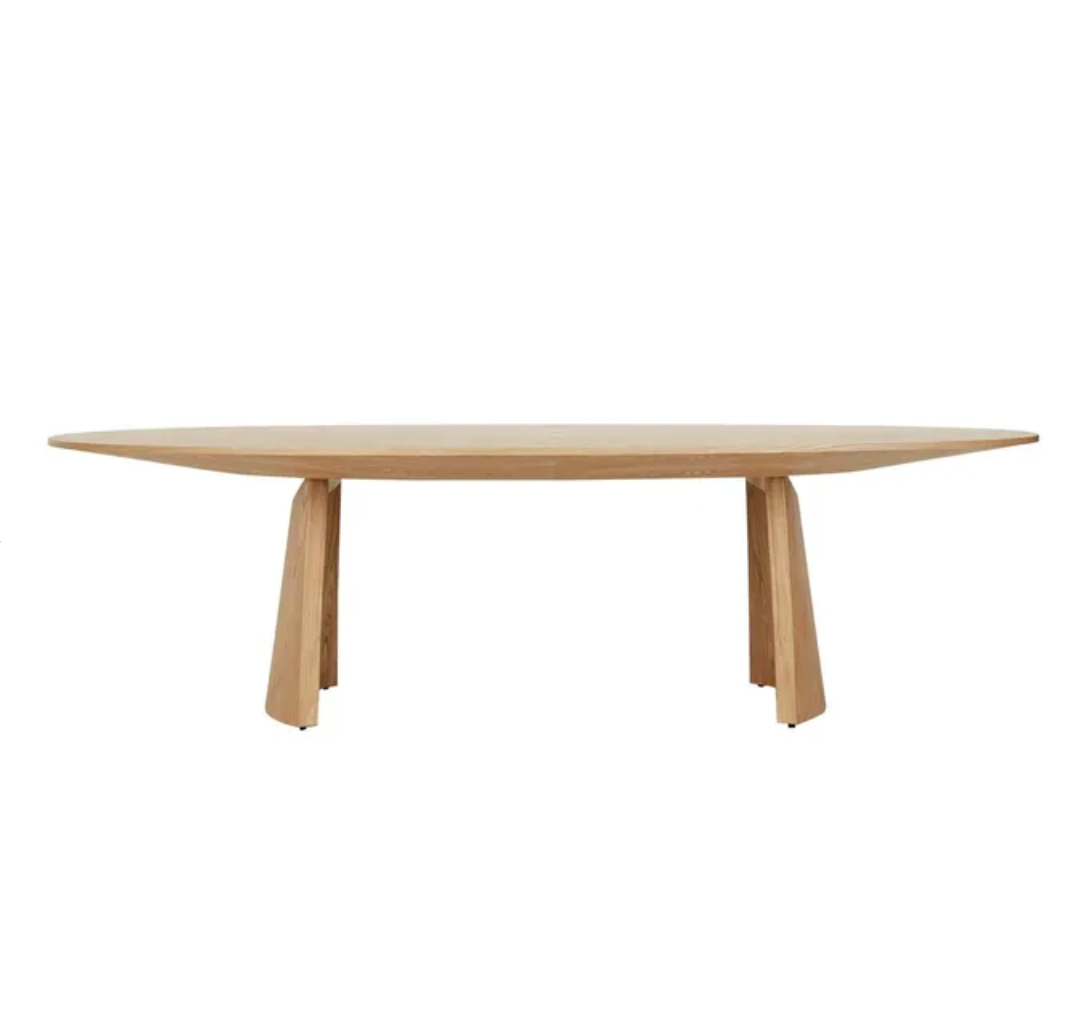 Sculptural Curved Base Oval Dining Table