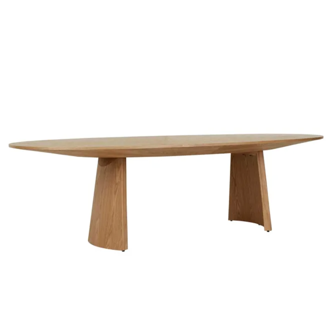 Sculptural Curved Base Oval Dining Table