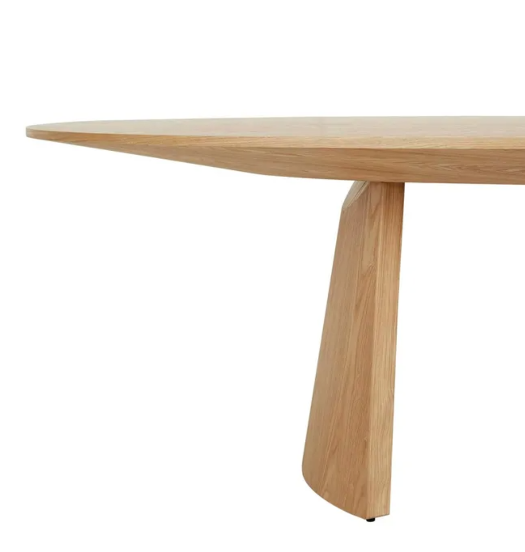Sculptural Curved Base Oval Dining Table