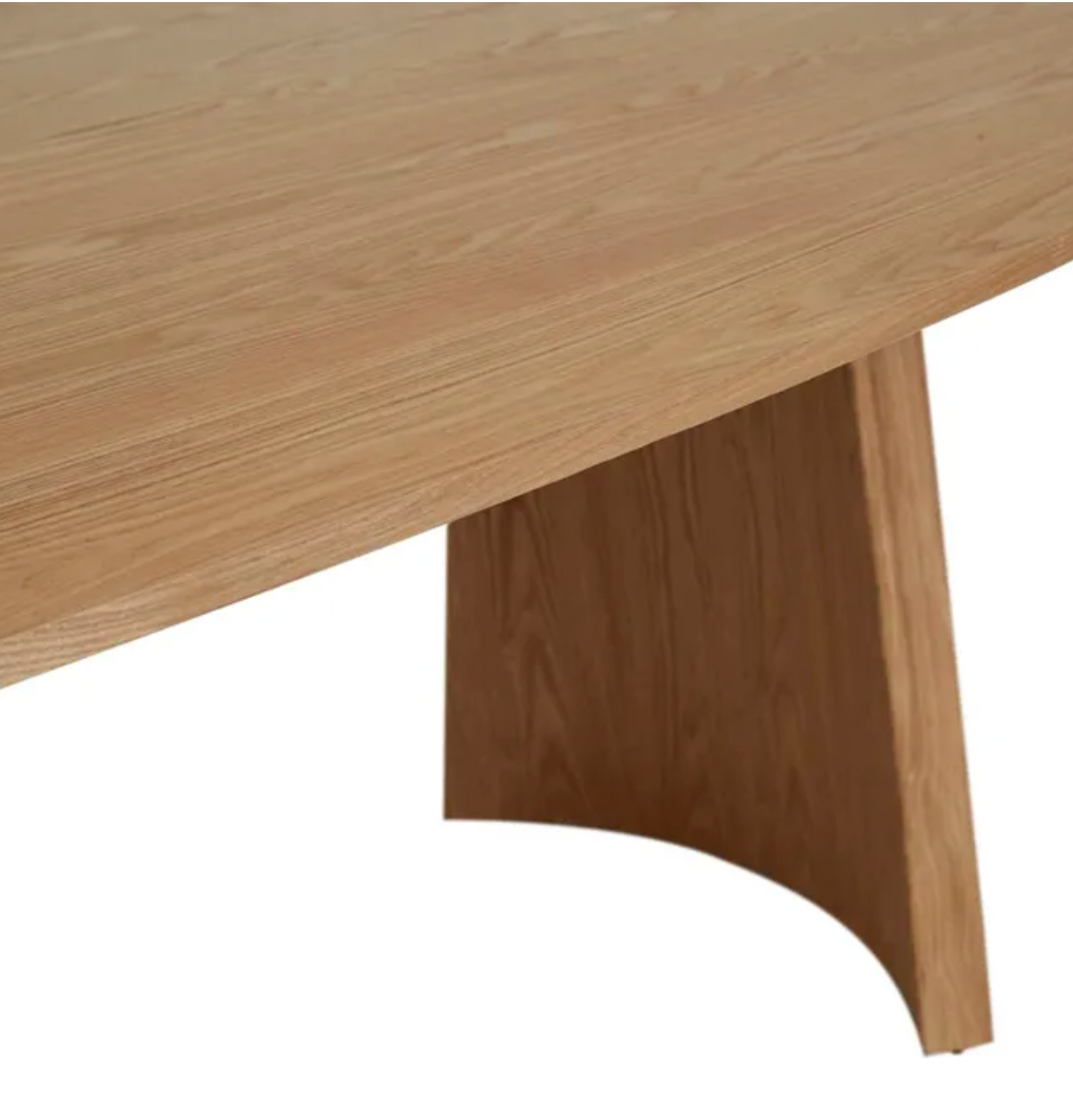 Sculptural Curved Base Oval Dining Table