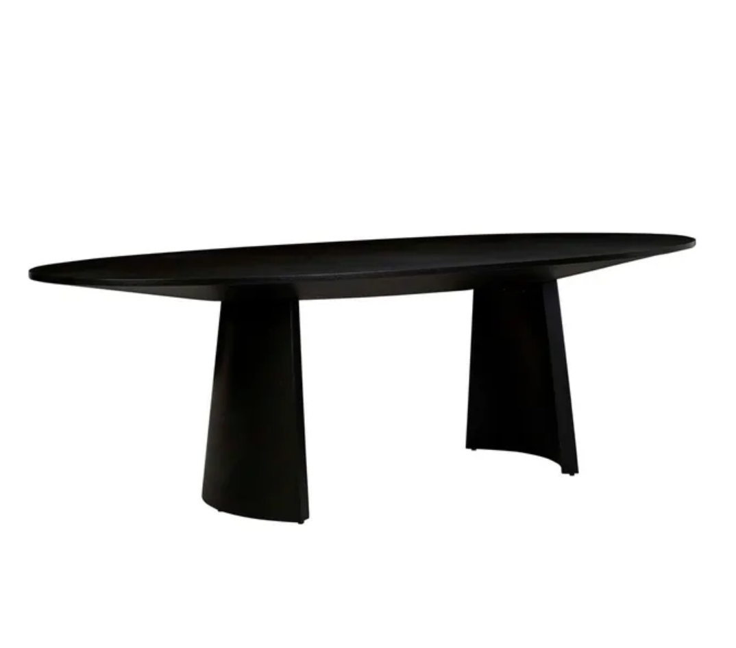 Sculptural Curved Base Oval Dining Table