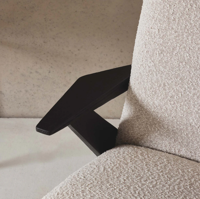 Black Timber Armchair - Cream Boucle