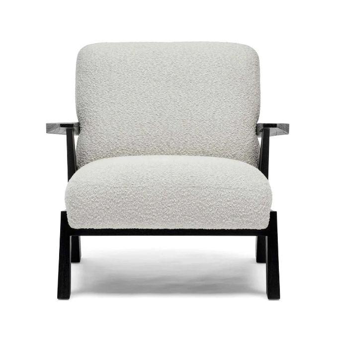 Black Timber Armchair - Cream Boucle