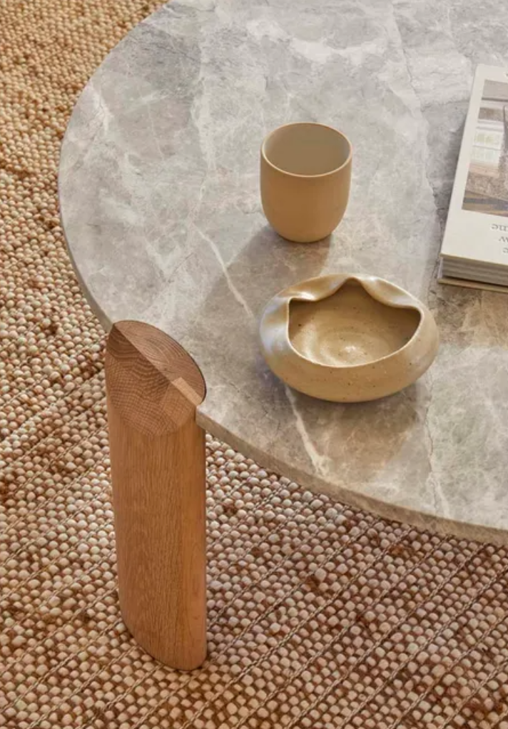 Stone and Light Oak Coffee Table