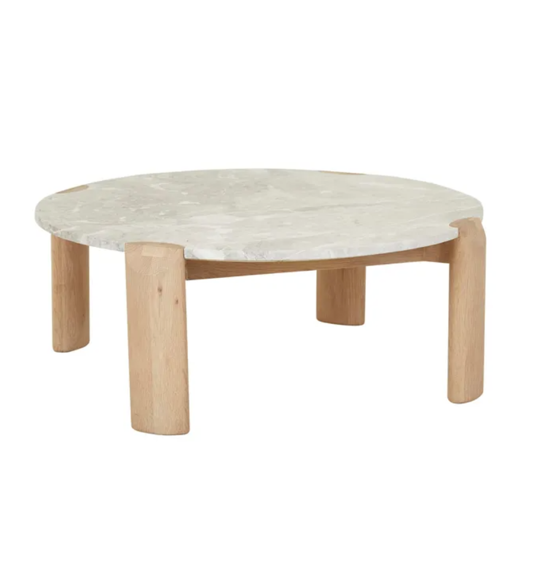 Stone and Light Oak Coffee Table