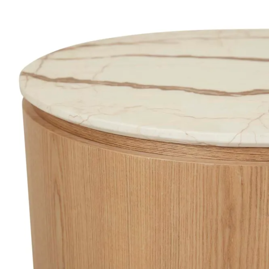 Oval Marble Circular Legs Coffee Table