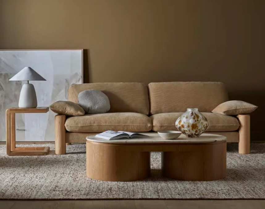 Oval Marble Circular Legs Coffee Table