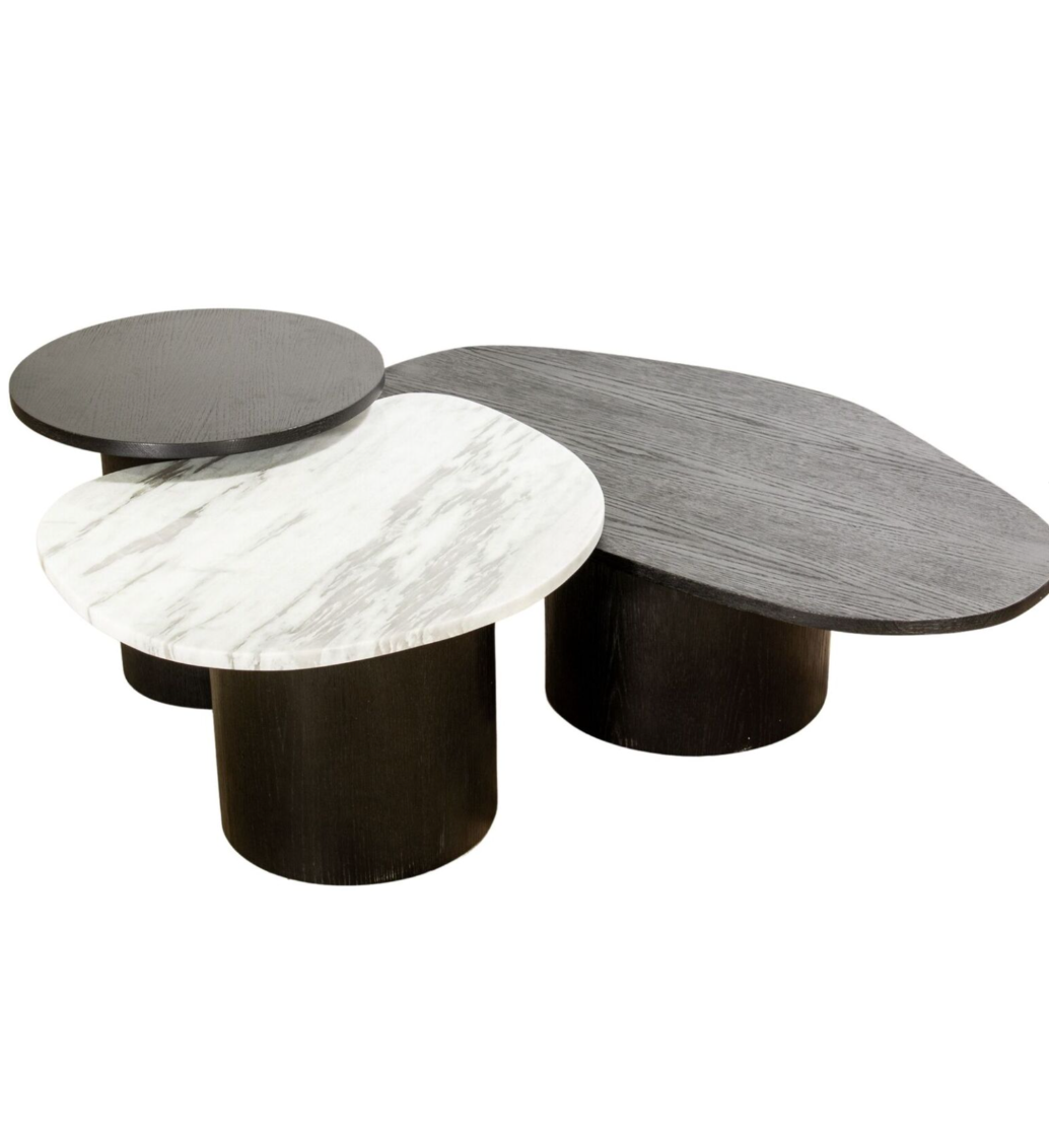 Taman Oak Marble Trio Nest Coffee Table