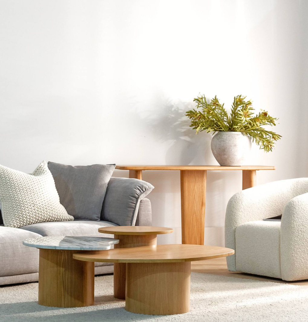 Taman Oak Marble Trio Nest Coffee Table