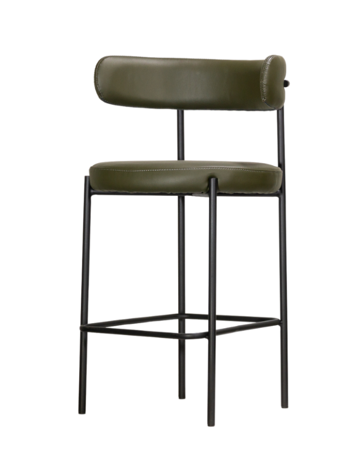 Vegan Leather Curved Back Bar Stool