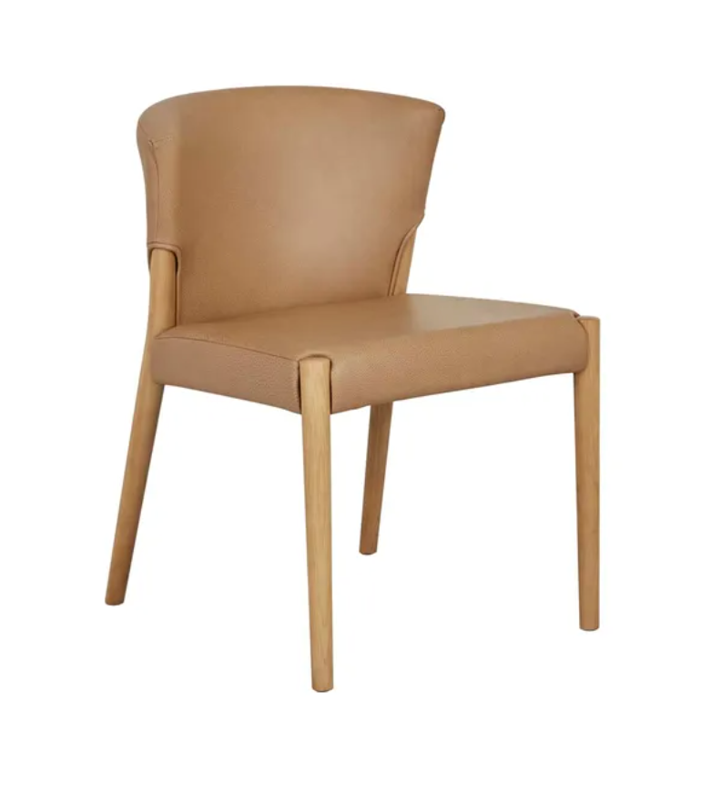 Upholstered Wingback with Oak Dining Chair