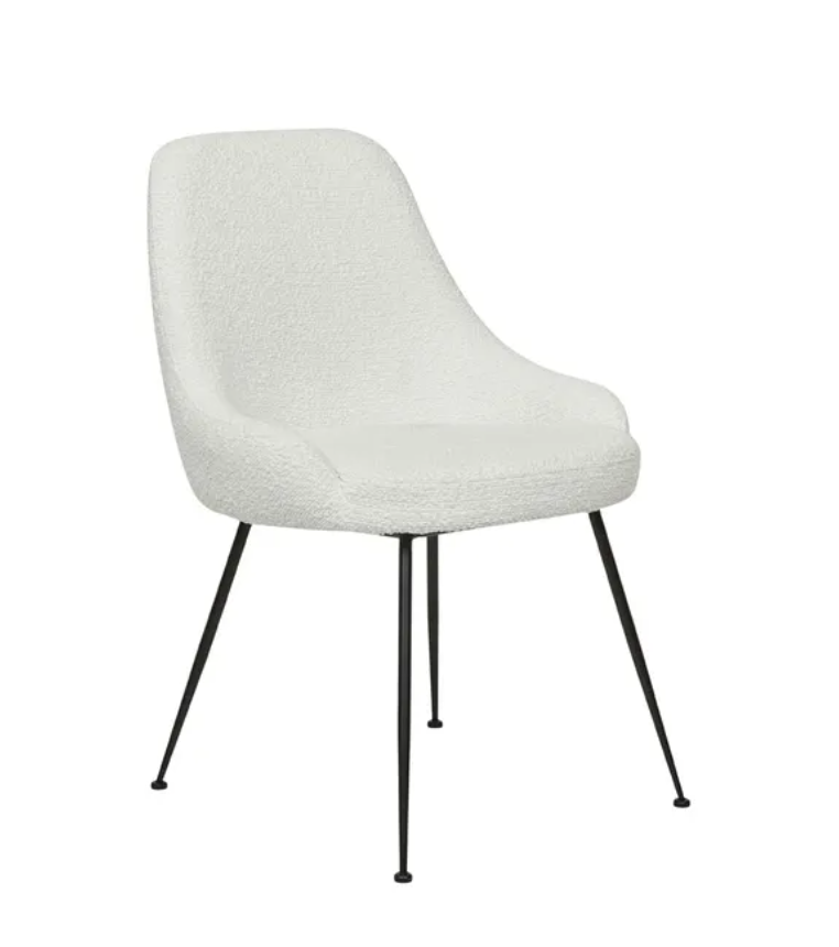 Upholstered Boucle Dining Chair with Sleek Metal Legs