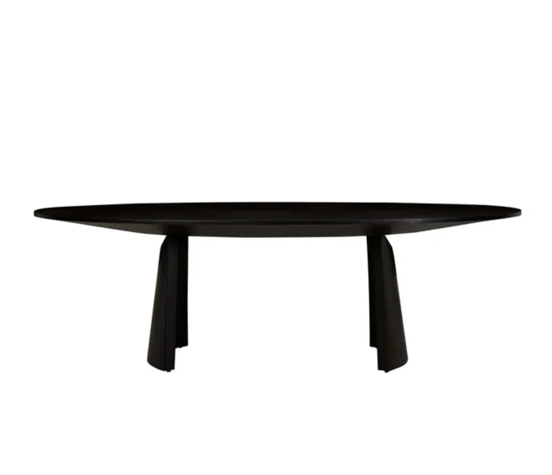 Sculptural Curved Base Oval Dining Table