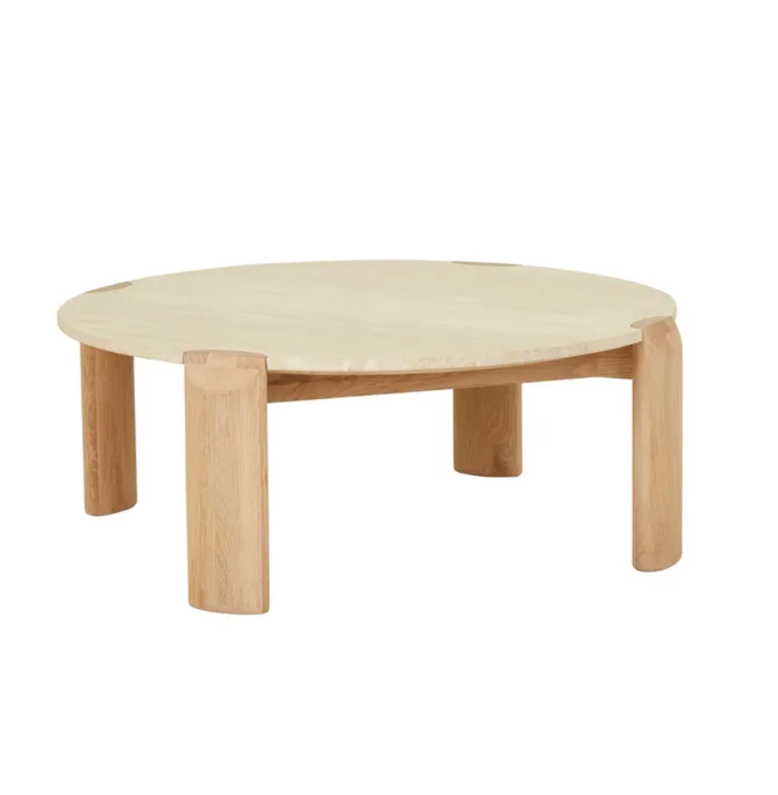 Stone and Light Oak Coffee Table