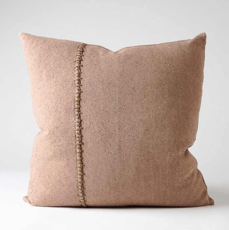 Leather Stitch Cushion - Clay