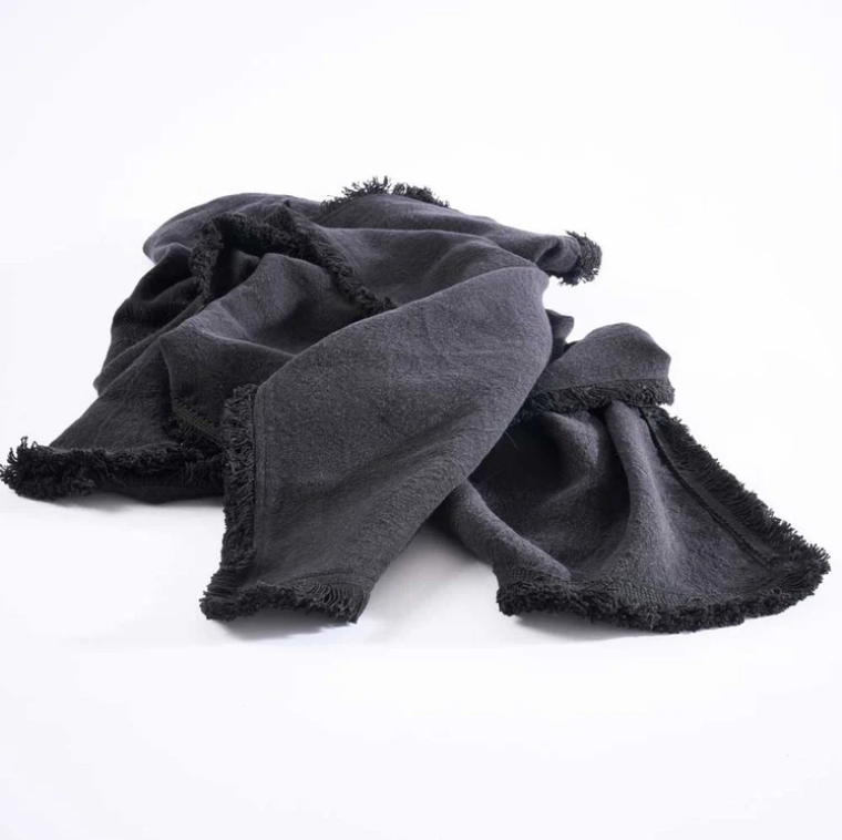 Luca Boho Fringe Linen Throw