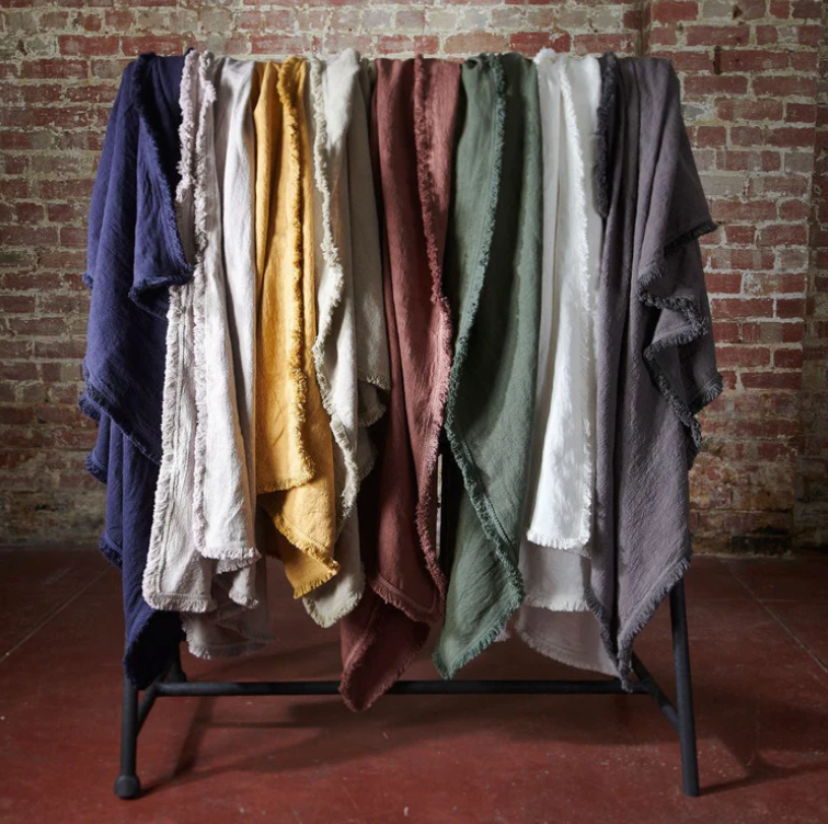 Luca Boho Fringe Linen Throw