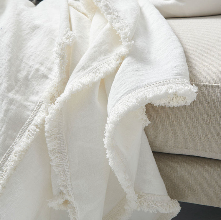 Luca Boho Fringe Linen Throw