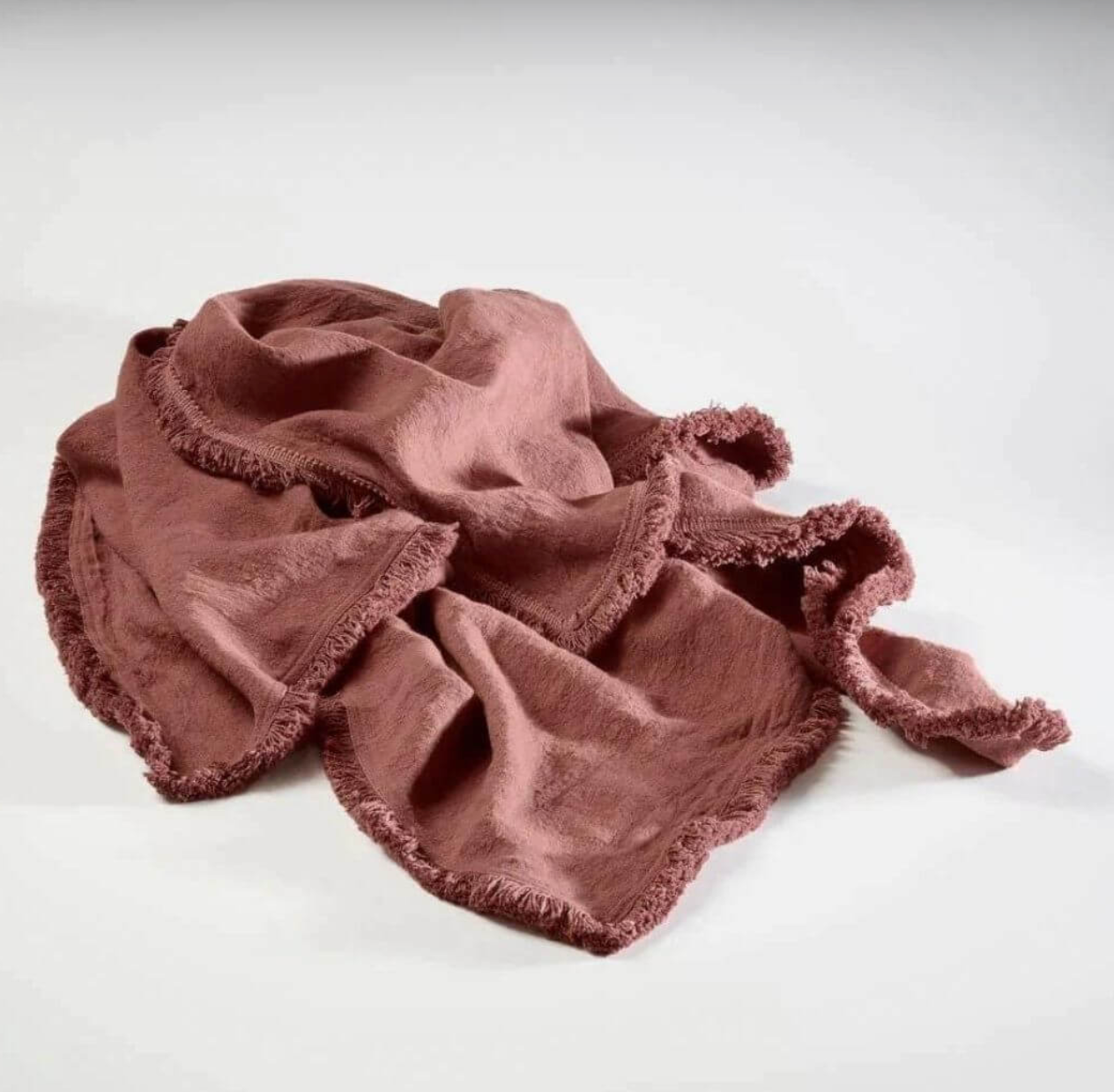 Luca Boho Fringe Linen Throw