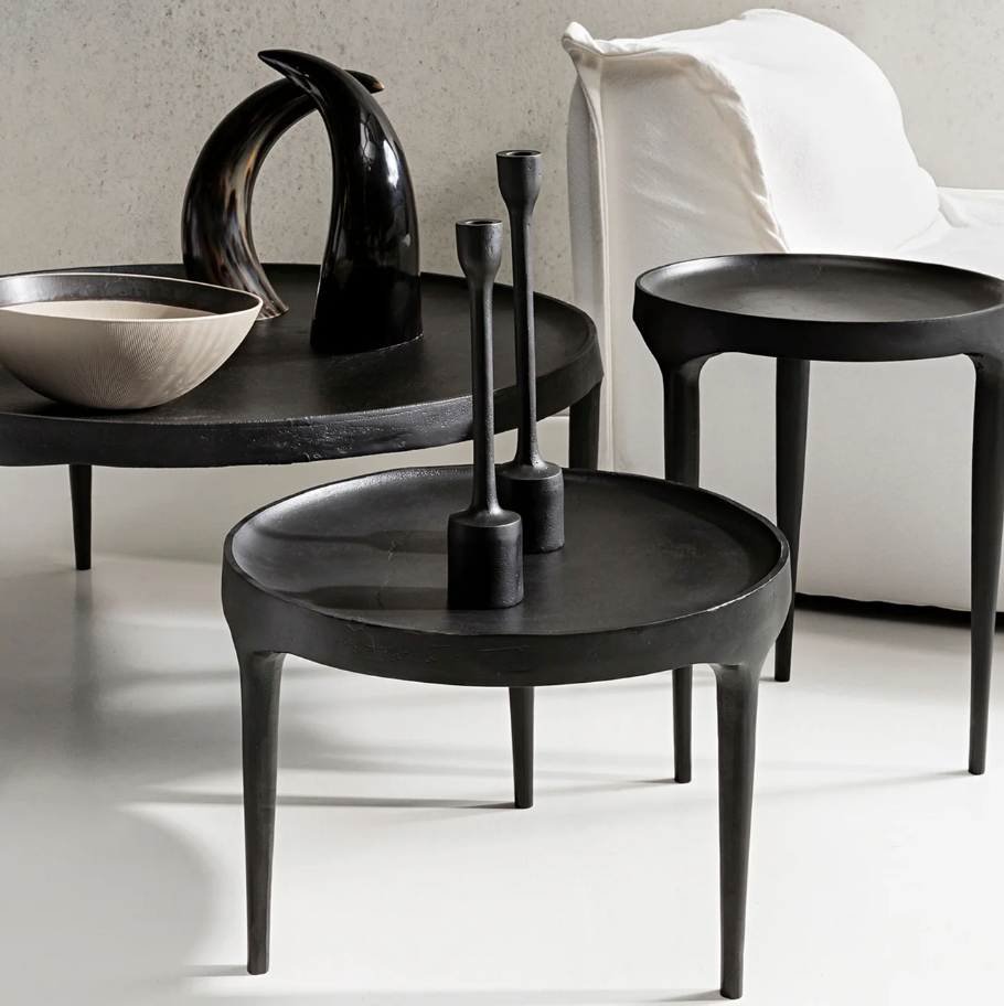 Round Cast Side Table - Black