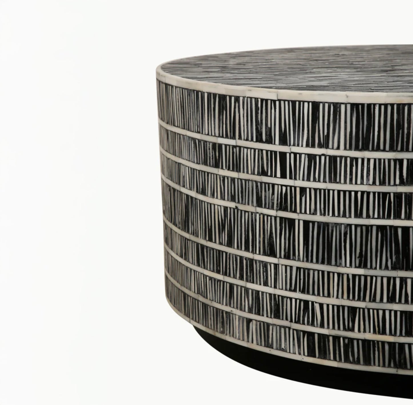 Black and Bone Drum Coffee Table