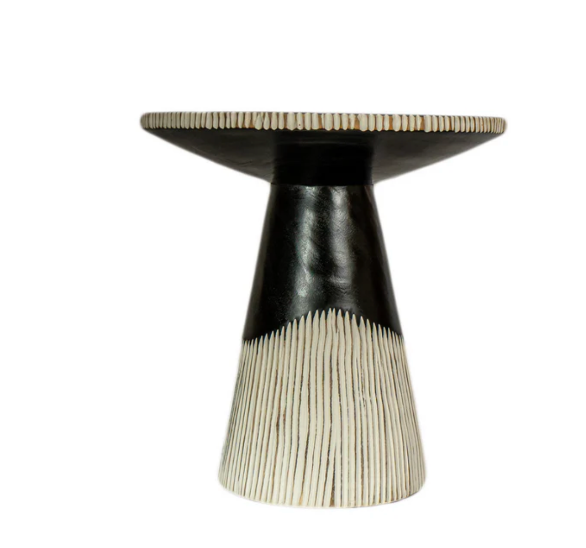 Round Black/Sand Block Side Table